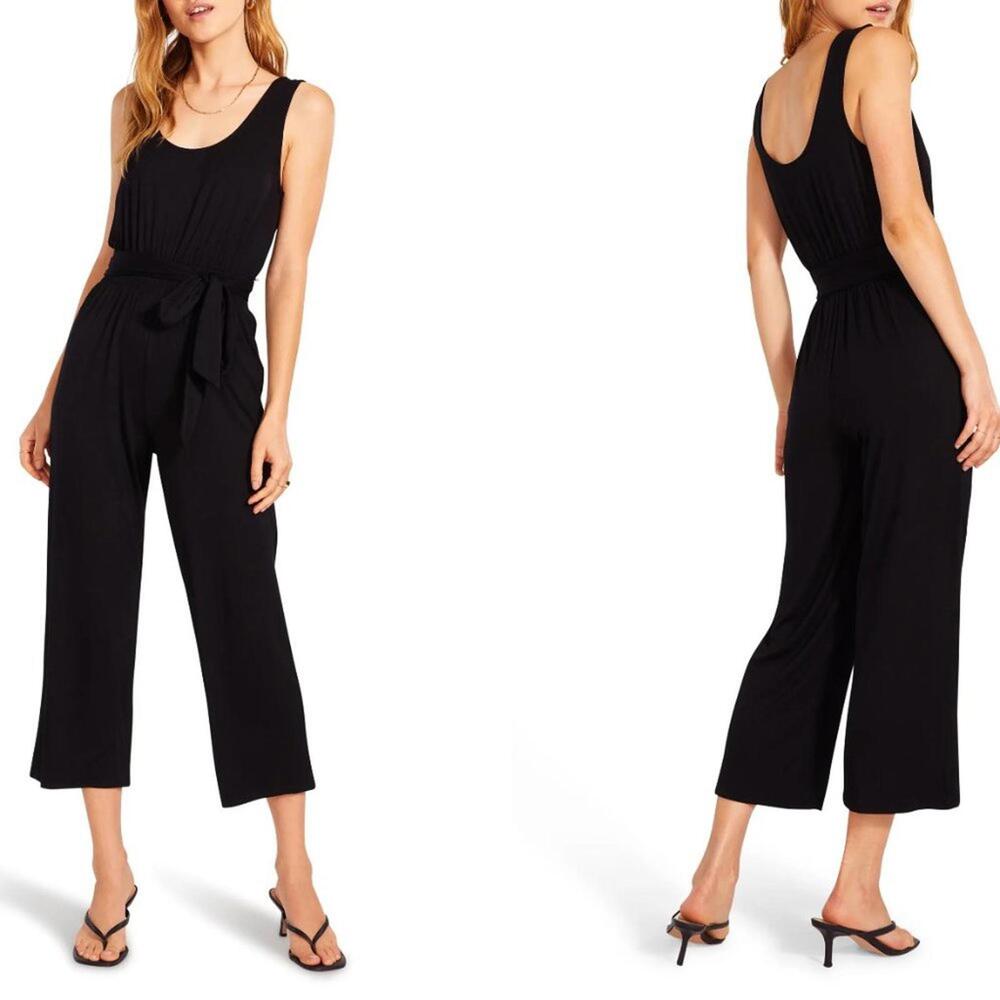 BB Dakota x Steve Madden Black Crepe Cropped Jumpsuit Size 14 NWT